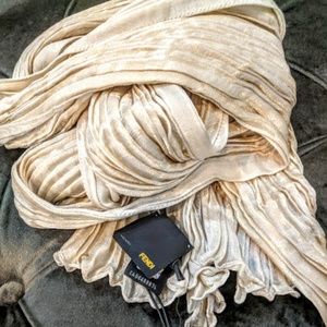 New Fendi Gold Silk Scarf Italy Tags & Hologram